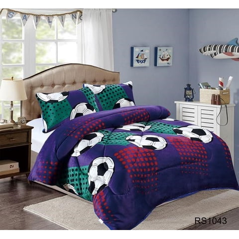 Aladdins Shop - Cobertor De Invierno De Plush Y Chiporro 1,5 Plaza Diseño Pelotas De Futbol
