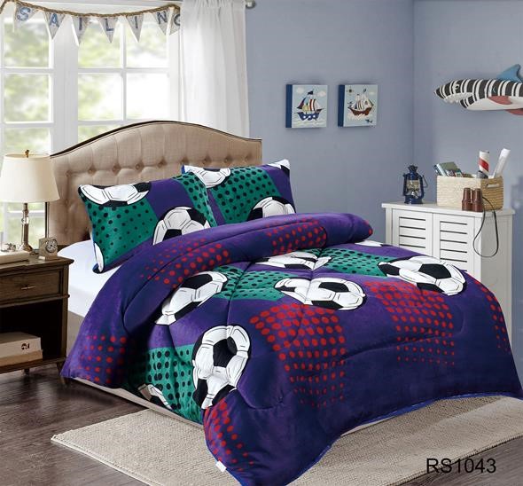 Aladdins Shop - Cobertor De Invierno De Plush Y Chiporro 1,5 Plaza Diseño Pelotas De Futbol