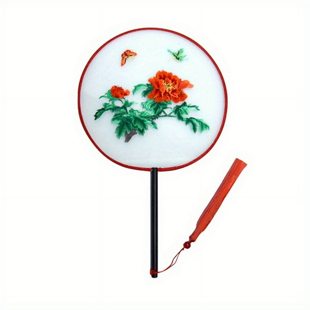 1pc Embroidery Crafts Double-sided Embroidery Group Fan Palace Fan Handmade Fan Ancient Style Tourist Spot Photo Props Dance Double-sided Embroidery Fan