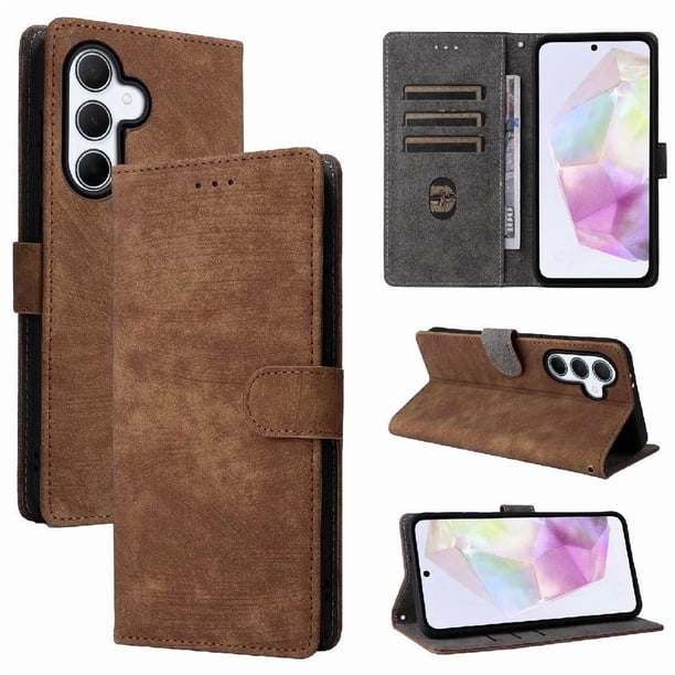 Funda Billetera para Samsung Galaxy A36 5G con Soporte - Cartera de Cuero con Ranuras Marrón