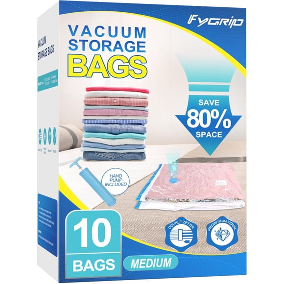Bolsas de almacenamiento al vacío FYGRIP, paquete de 10 unidades, tamaño mediano, con bomba manual