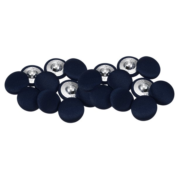 Uxcell 20 piezas Botón cubierto de tela de 20 mm Botones de costura redondos de metal para trajes, blusas, suéteres, azul marino