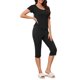 thumbnail image 4 of INSPIRE CHIC Conjunto de Pijama Capri para Mujer con Volantes, Manga Corta, Cuello en U, Pantalones Recortados, Ropa de Casa Refrescante de Verano XL Negro, 4 of 6