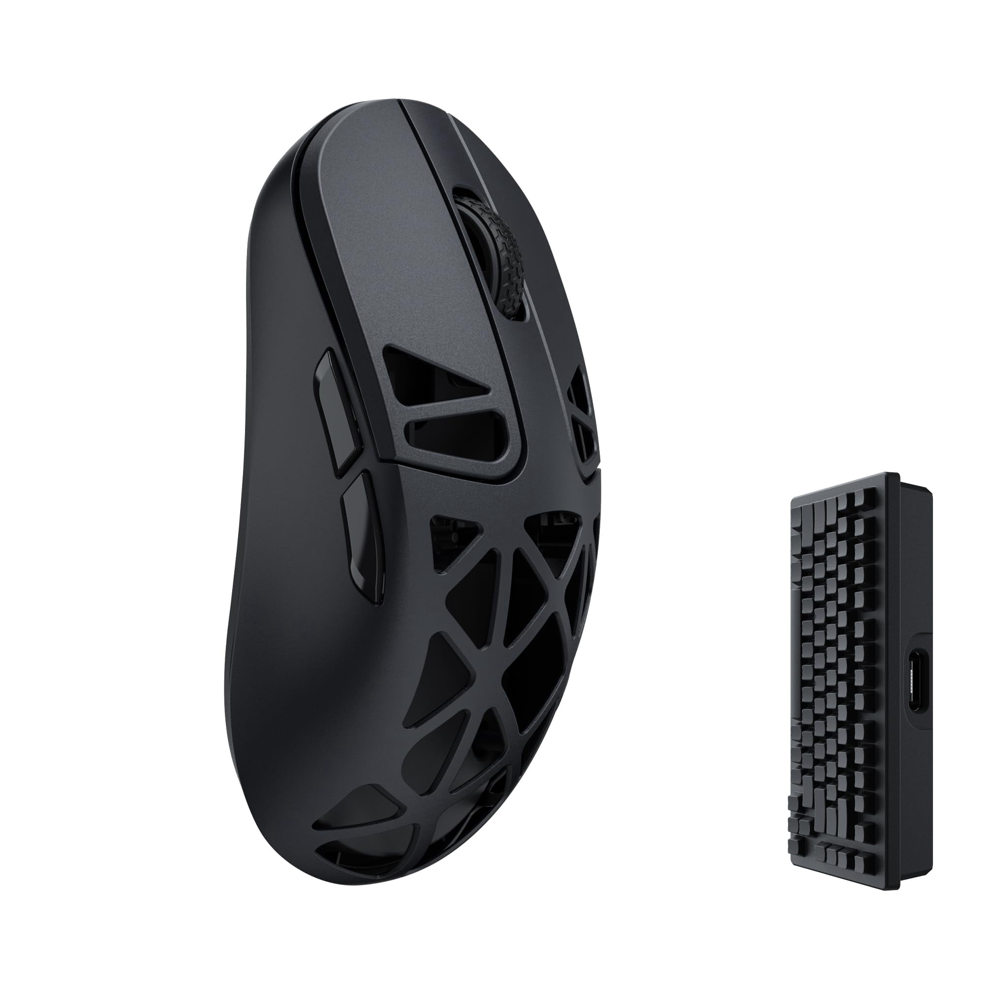 Keychron M3 Mini 4k Ratón Óptico Inalámbrico Bluetooth 5.1/2.4 Ghz/con Cable, Ultra Ligero 65g Programable Sensor Pixart 3395 Hasta 26,000 Dpi/650 Ips Para Windows Mac Linux - Negro Metálico