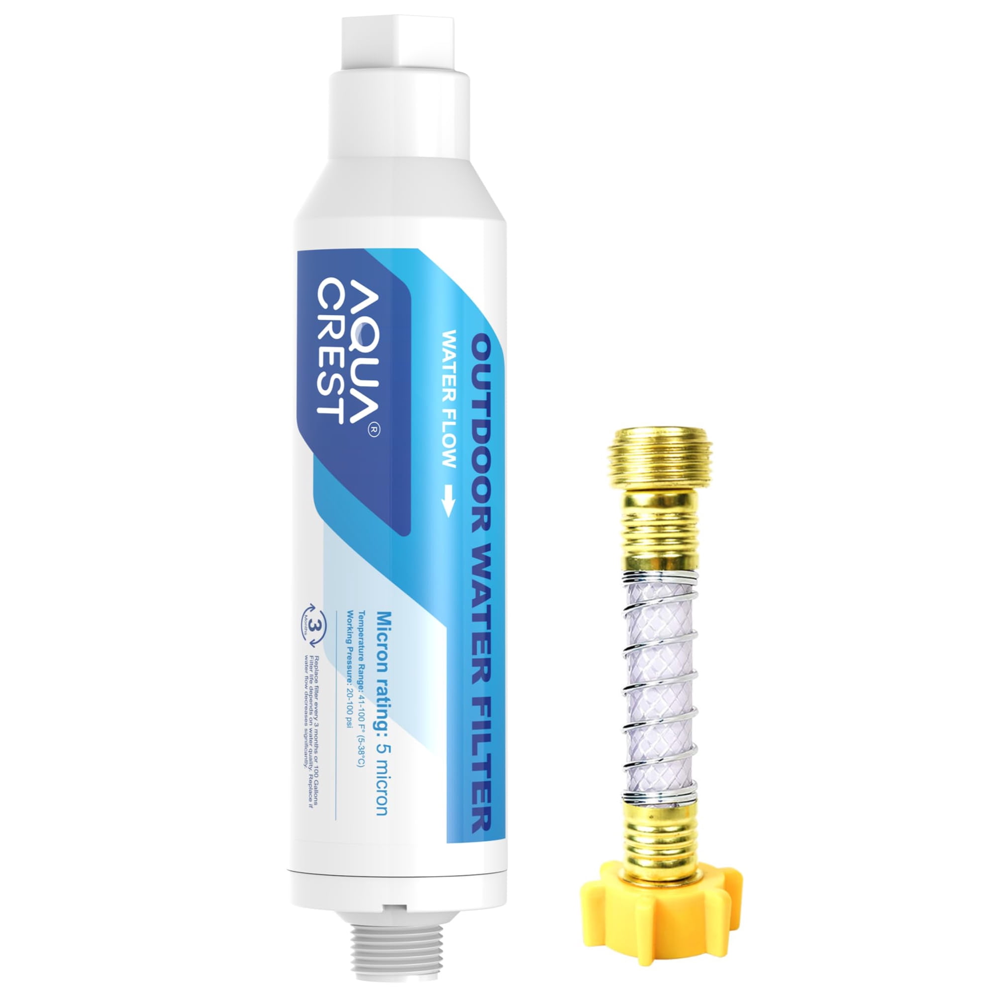 Filtro De Agua Aqua Crest Inline Para Lavado De Coches Con Protector De Manguera