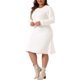 thumbnail image 4 of Agnes Orinda Conjuntos de Halloween Vestido Suéter de Talla Grande para Mujer Cuello Redondo Manga Larga Tejido de Punto Vestidos Suéter de Otoño Invierno 4X Blanco, 4 of 5