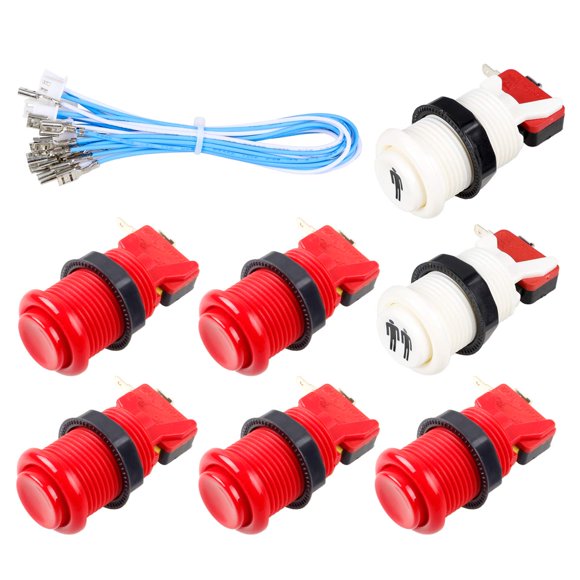 Botones Arcade Fosiya 7X tipo Happ estándar de 30 mm (rojos)
