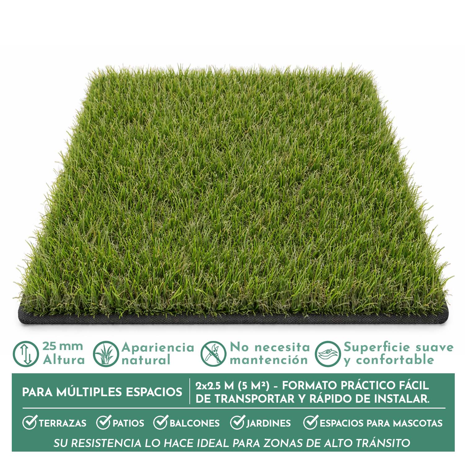 Novahus - Pasto Sintético Premier Turf 25 Mm 2 X 2,5 Metros
