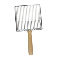 Magideal - Arena Para Gatos Antiadherente Con Mango De Madera, Recogedor De Arena De Metal Con Pala Profunda Para Un Tamizado Rápido Y Una Limpieza Instantánea