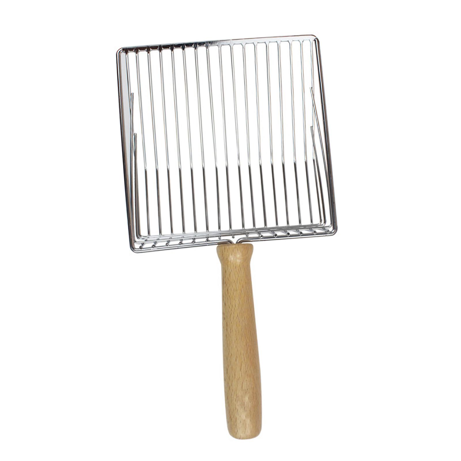 Magideal - Arena Para Gatos Antiadherente Con Mango De Madera, Recogedor De Arena De Metal Con Pala Profunda Para Un Tamizado Rápido Y Una Limpieza Instantánea