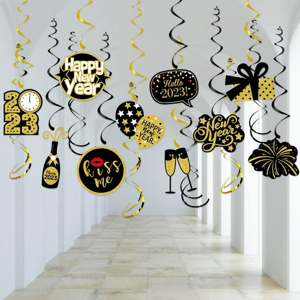 16pcs, New Year Spiral Charm PVC Spiral New Year Indoor Party Decorations, 2023 New Year Decoration