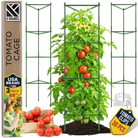 Jaula de soporte para plantas K-Brands para tomate, extra alta, 68 pulgadas, paquete de 3