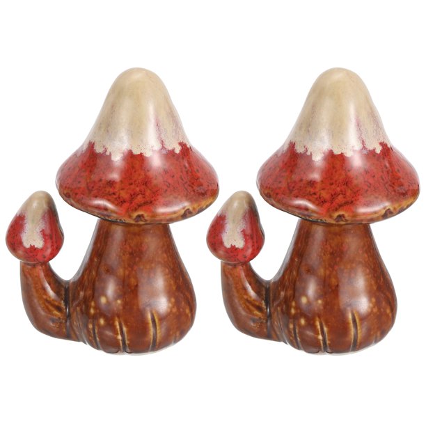 2 Paquete de Cubiertas para Pernos de Inodoro, Tapas de Pernos de Inodoro de Cerámica Decoración de Champiñones Tapas de Tornillos de Inodoro Lindo para Decorar el Baño 3.15"x2.36"x4.41"(L*W*H), Rojo
