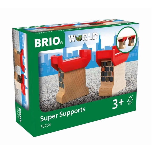 Juego de rieles de madera BRIO World 33254 Super Supports, 2 unidades