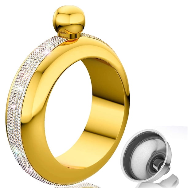 Frasco brazalete de acero inoxidable 304 hecho a mano con embudo en caja de regalo para mujeres, niñas, bailes, cumpleaños, fiestas, clubes y bares, 3.5 oz