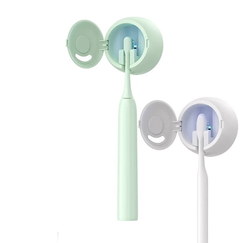 Xusx111 - Soporte Del Desinfectante Del Cepillo De Dientes Uv De 2 Piezas, Desinfectante Del Cepillo De Dientes Y Tapas De Cubierta Del Soporte Con Secado Por Ventilador, Caso Recargable Del Limpiador