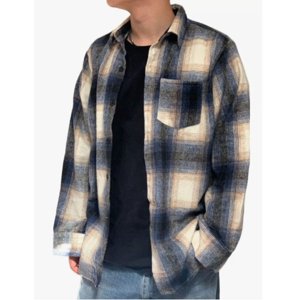Likeshop - Camisa Algodon Leñadora Jaspeada A Cuadros Hombre Invierno 0035