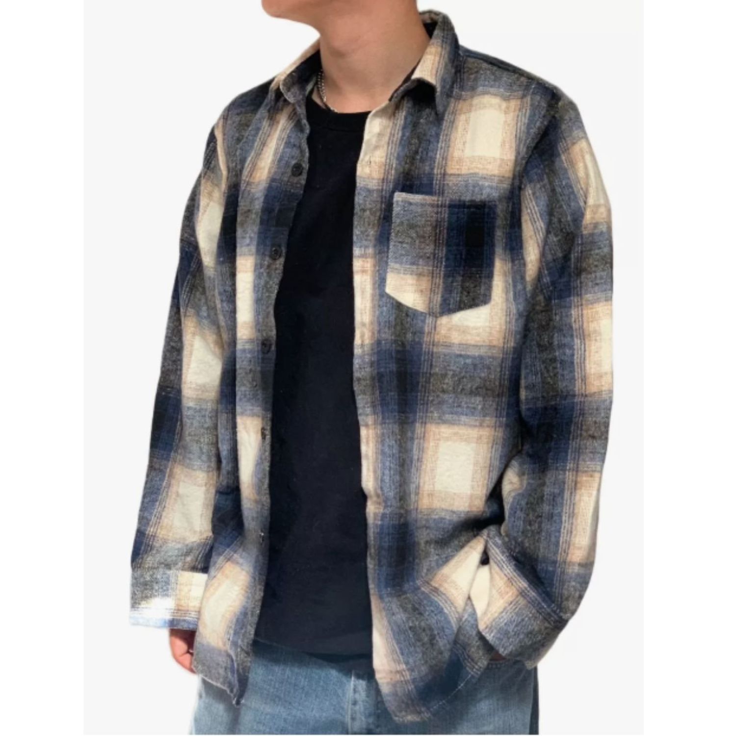 Likeshop - Camisa Algodon Leñadora Jaspeada A Cuadros Hombre Invierno 0035