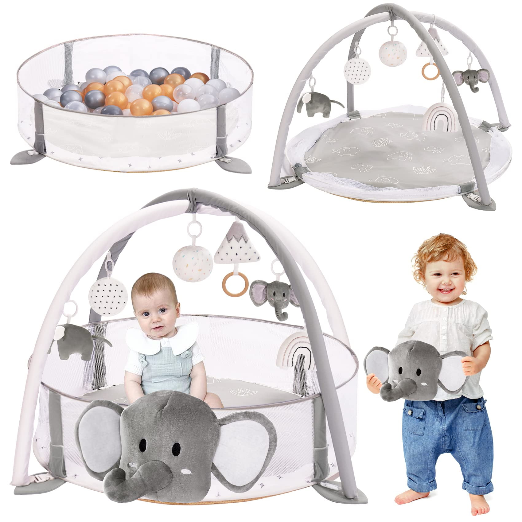 Baby Gym & Ball Pit Crisschirs 5 En 1 Xl Con Tarjetas Milestone