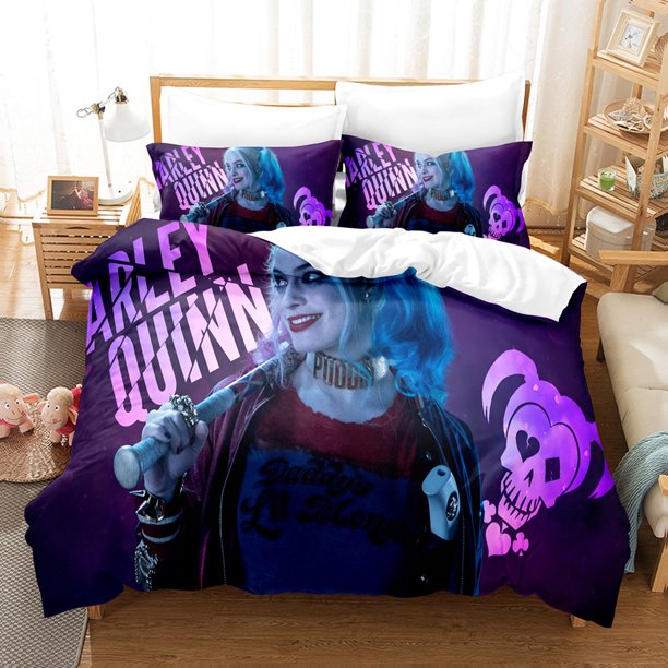 Harley _ Quinn 3 Pcs Comfort Set with 2 Pillowcases,Harley_Quinn Bedding Set Sheet Set for Kids Adults,All Season Lightweight Bedding Set for Bedroom Bed Dorm Decor Bed Sheets