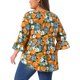 thumbnail image 4 of Agnes Orinda Blusas Peplum Babydoll con Volantes de Manga 3/4 y Cuello en V Floral para Mujer Talla Grande 2X Negro Naranja, 4 of 8