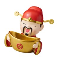 Magideal - Estatua China Del Dios De La Riqueza Feng Shui Figurita Decorativa Coleccionable Decoración De Mesa Con Compartimento De Almacenamiento Para Gabinete