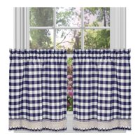 Juego De Cortinas Para Ventana Achim Buffalo Check Tier, Azul Marino Y Marfil