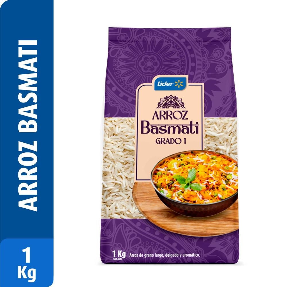 Arroz Grado 1 Grano Largo Basmati Bolsa 1 kg Lider