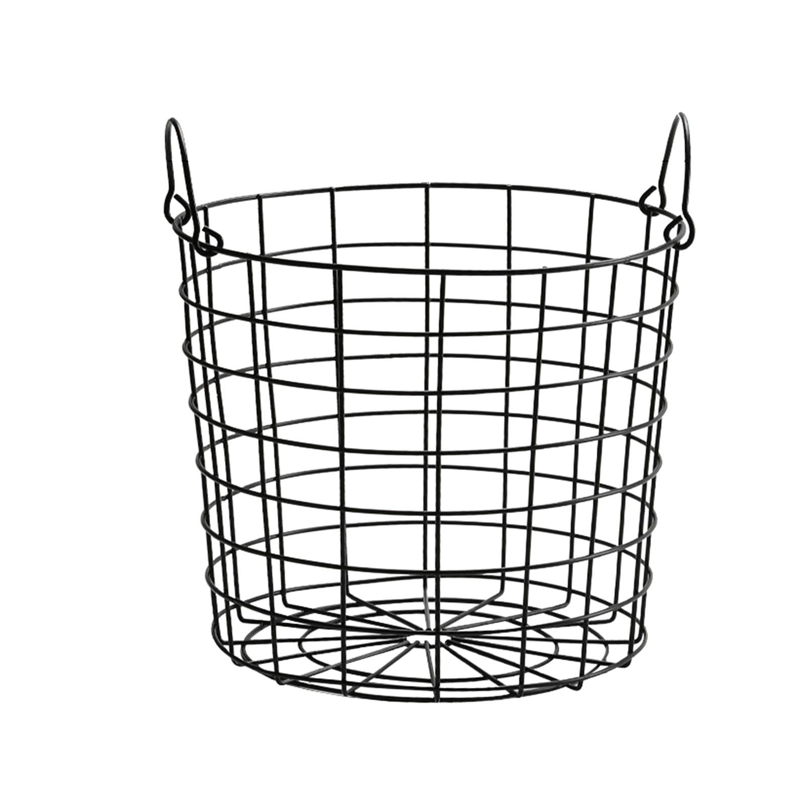Magideal - Cesta De Almacenamiento De Alambre De Hierro, Organizador Multifuncional, Cesta Redonda De Hierro Para Lavandería, Armario, Despensa, Estantes De Baño Negro