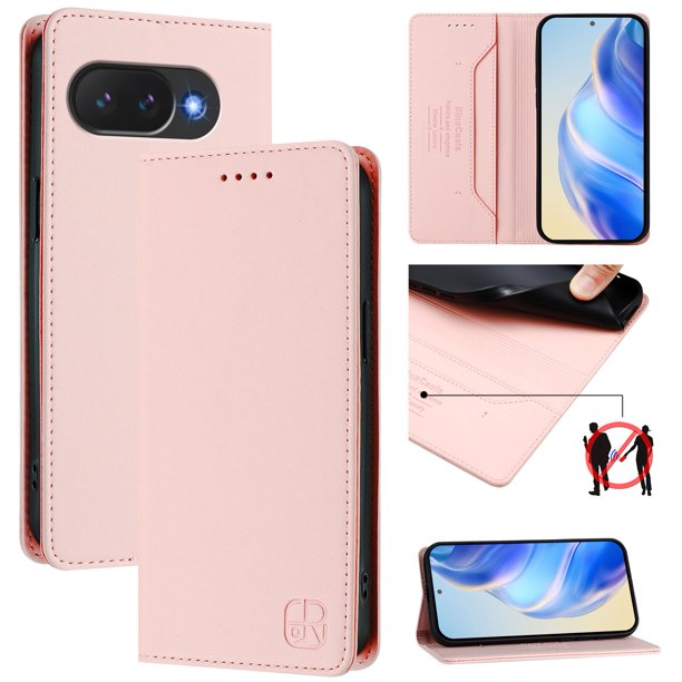 Funda Billetera con Soporte para Google Pixel 10a Bloqueo RFID Plegable Rosa