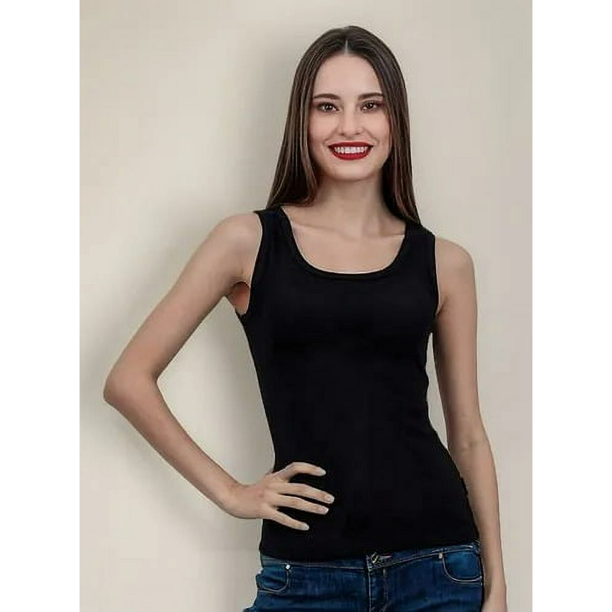 Genérica - 6 Camisetas Mujer Sin Manga Fibra Bambú . Musculosa Mujerm-l