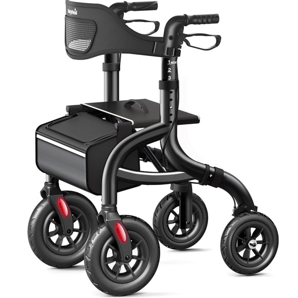 Andador HOLYHEAL Rollator Plegable Ruedas de 25 cm Asiento 160 kg