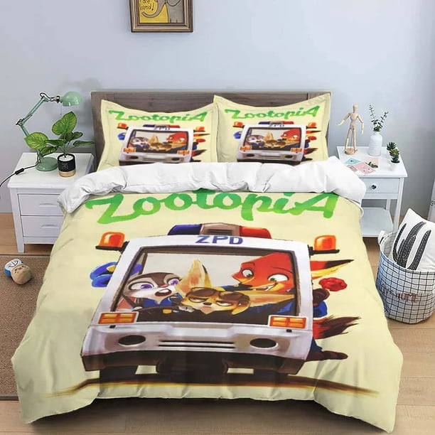 comforter sets, Zootopia Cartoon Duvet Cover, Pillowcase, Cute Bedding Set for Home Room, Boy & Girl Gift 2/3pcs Bed Sheets