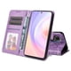 thumbnail image 3 of Funda tipo cartera FOXDOCK para Huawei Nova 9 SE , diseño girasol en relieve, cuero PU, cierre magnético, soporte y tarjetero, 3 of 5