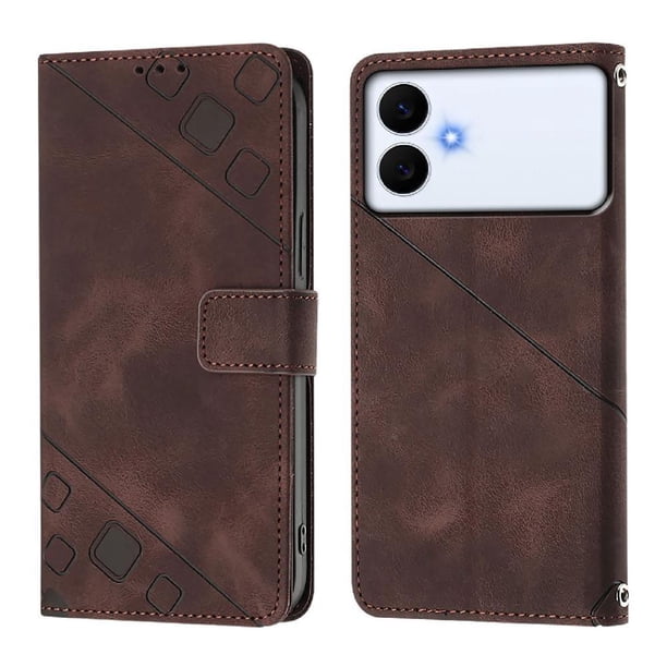 Funda Cartera para Samsung Galaxy S26 Edge con Soporte y Ranuras, Resistente a Golpes y Rayones Marrón