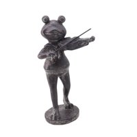 Ioensy - Estatua De Rana De Jardín Que Toca El Violín, Escultura De Animal De Resina Para Escritorio De Porche