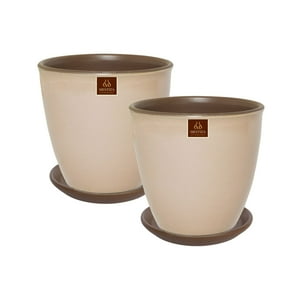 Pottery - Set De 2 Maceta Zafiro 17Cm Vainilla Y Sus Platos