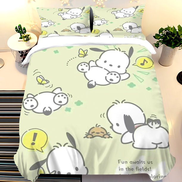 Pochacco Cartoon Anime Children Quilt Cover Set Queen And Twin Size Bedding Grade A Printed Comforter King