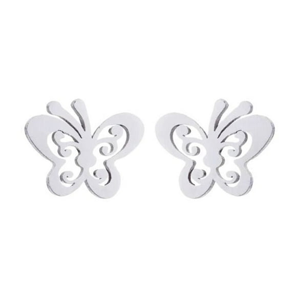 Aros Plateados Satinados Mariposa