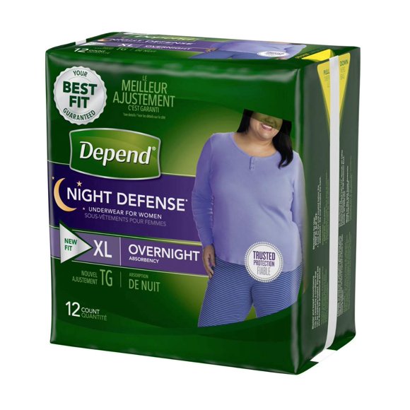 Depends Women - Ropa interior desechable para incontinencia femenina XL (12 unidades) - Protección nocturna
