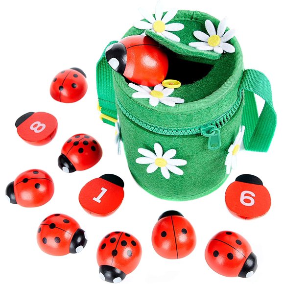 Juguete para contar mariquitas de madera Kenley Montessori de 3 a 5 años