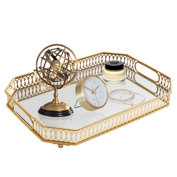 Bandeja WELAISA 35x25x5 cm Oro – Organizador de Perfume, Maquillaje y Joyas