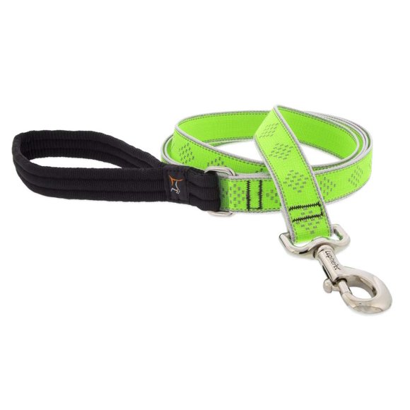 Leash LupinePet reflectante, 180 cm x 2,5 cm, diamante verde