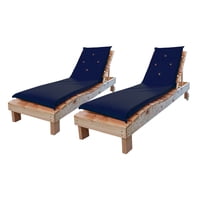 Chilena Casagrande - Reposeras Pack-2 Tapiz Azul + Mesa En Madera Natural
