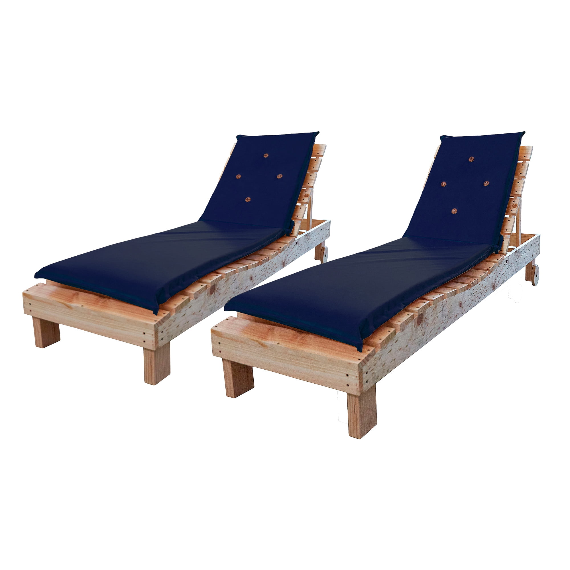 Chilena Casagrande - Reposeras Pack-2 Tapiz Azul + Mesa En Madera Natural