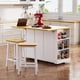 thumbnail image 2 of K&K 53inch Large Kitchen Island with Drop Leaf, Power Outlet, Door Internal Storage Rack, Rolling Kitchen Cart on 5 Wheels with 5 Open Side Racks for Kitchen, Dining Room,White(Not include bar stools), 2 of 3