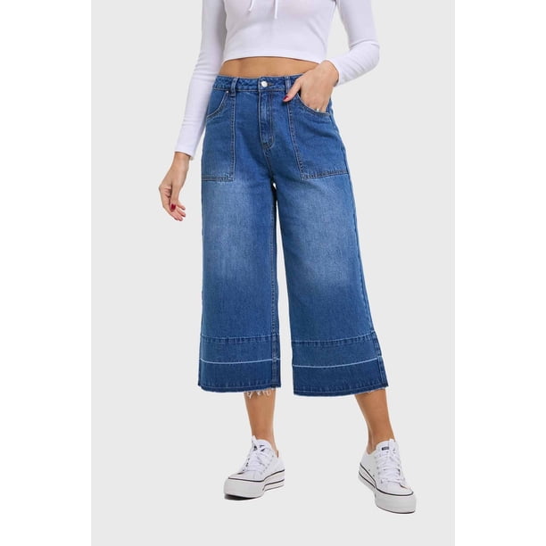 Jeans Mujer Culotte Degrade Azul