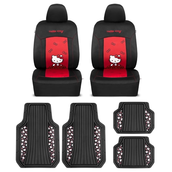 Juego de fundas para asientos de coche y alfombrillas de goma Carbella Hello Kitty