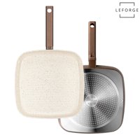 Leforge - Sarten Bifera Grill Granito Antiadherente 28Cm Chocolate Crema