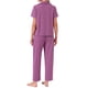 thumbnail image 3 of INSPIRE CHIC Conjunto de pijama de mujer con botones, conjunto de salón de manga corta suave con pantalones largos y bolsillos para primavera verano M púrpura, 3 of 6